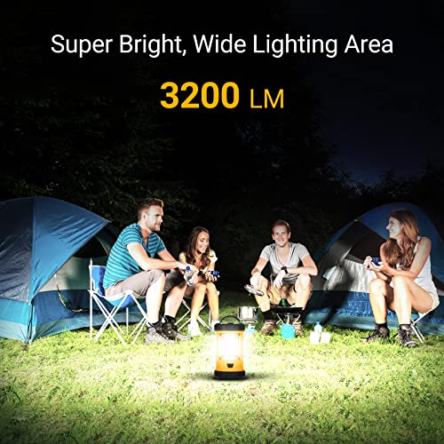 CT CAPETRONIX Camping Lantern, 3200LM Bright Camping Light, 4600mAh Rechargeable LED Lantern for Power Outages, 5 Light Modes Camping Lamp for Fishing/Hurricane/Emergency, Camping Must Haves
