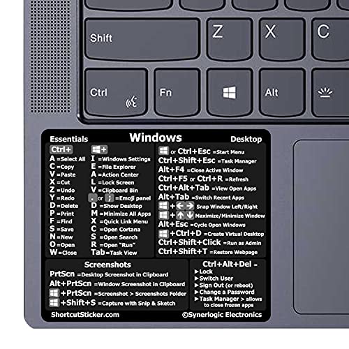 Windows Keyboard Shortcut Sticker - Black, Small - Essential Cheat Sheet