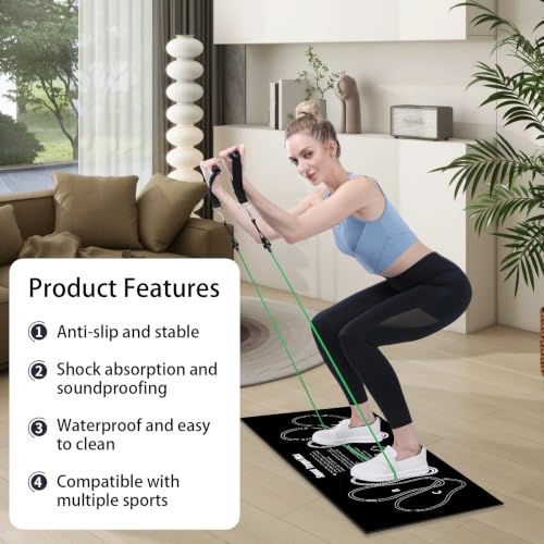 Anti-Slip Squat Mat with Foot Position Guide - Black