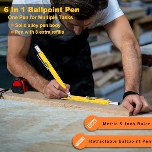 6 in 1 Multitool Pen Set - Yellow, Ruler & Screwdriver