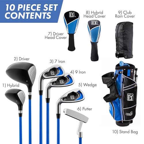 PGA Tour Youth Golf Club Set - Ages 8-12, Right-Handed - 10 Pc