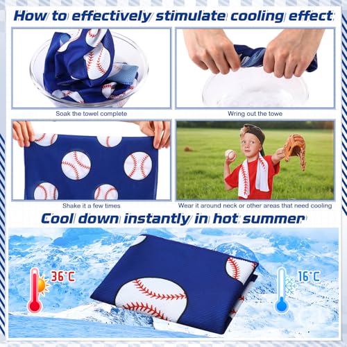 FuWeave 12 Pcs Baseball Cooling Towels 30 x 9 Inches Microfiber Ice Towels for Sports & Team Gifts