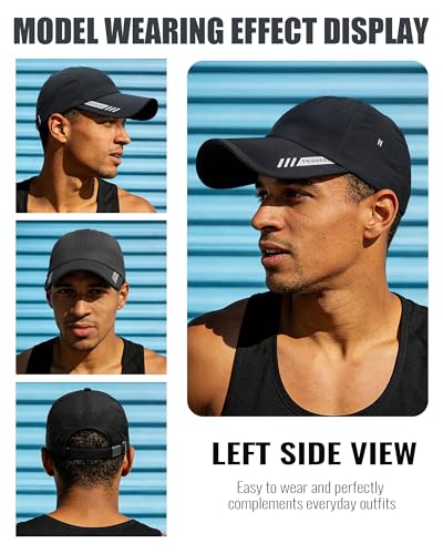 Croogo Men's One Size Black Quick Dry Sun UPF 50+ Baseball Cap