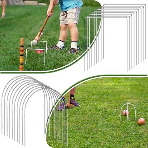 Set of 10 U-Shape Croquet Wickets - Galvanized Steel with Plastic Coating