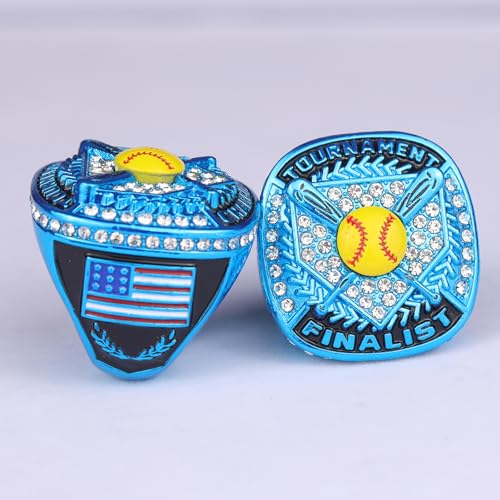Softball Championship Ring - Light Blue & Yellow - Size 9 - 12 PCS Pack