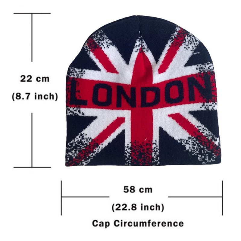 BAIMORE UK Union Jack Knitted Wool Hat Beanie for Men Women One Size / 1red