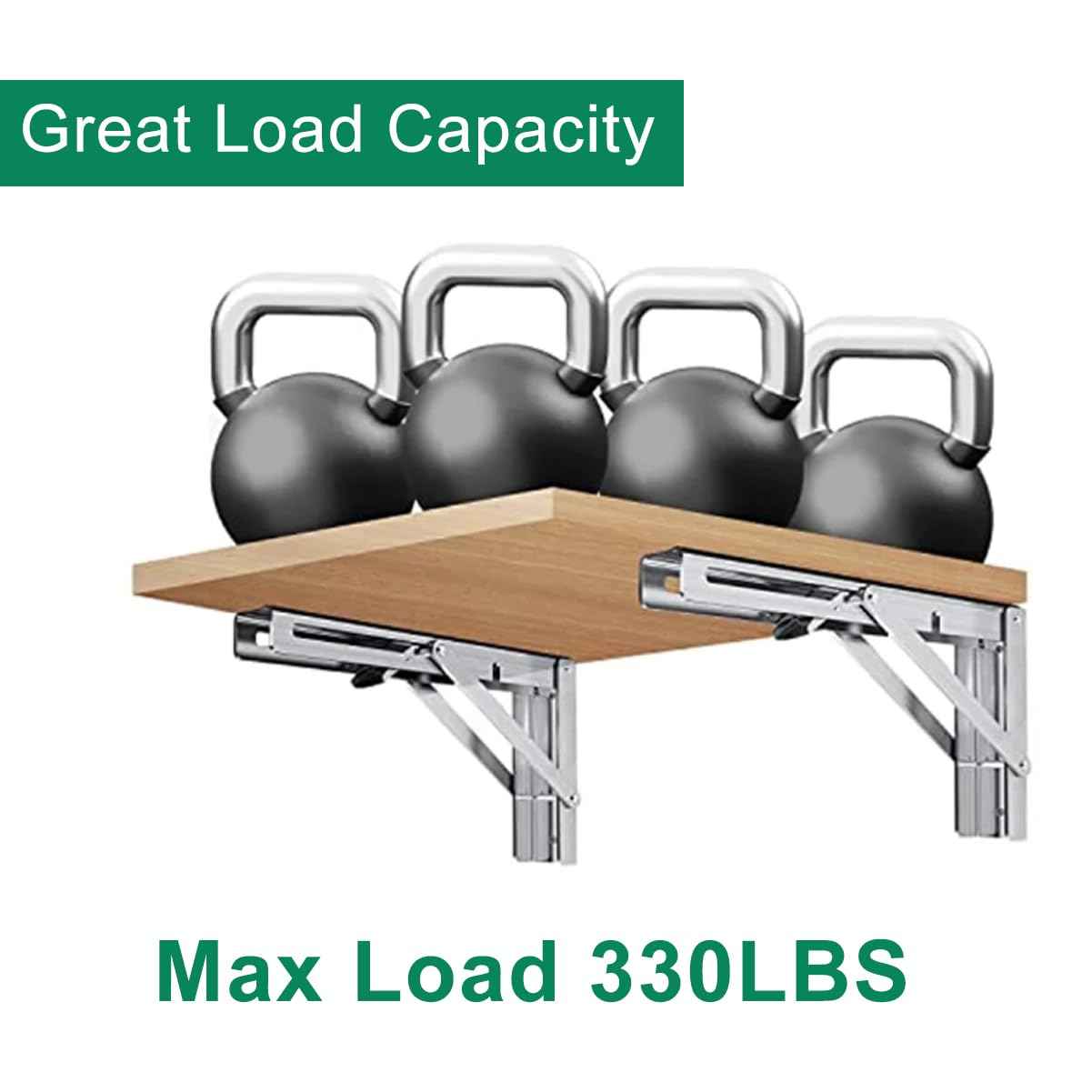 Folding Shelf Brackets, 2 Pcs Heavy Duty Collapsible Shelf Bracket, DIY Wall Mounted Folding Table Hinge, Space Saving for Bench Table with Screws (Silver, 10 in)