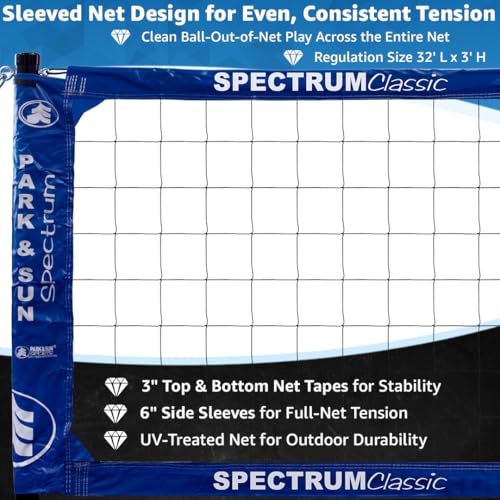Adjustable Professional Outdoor Volleyball Net System - Classic Blue