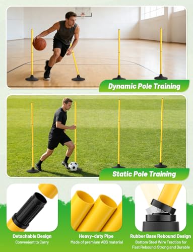 Agility Training Poles 4 Pack - 50 Inch High-Visibility Soccer Equipment