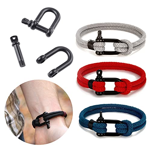 Metal Silver Bow Shackle for Paracord Bracelet - Black D Shackle