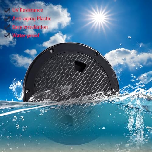 CROSSBODY 4Black 2 Pcs Marine Round Deck Hatch Inspection Plate with Waterproof Seal