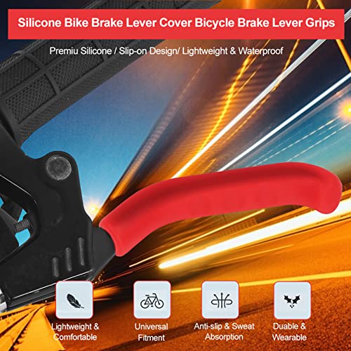 Anti-Slip Bike Brake Grip Covers - Shockproof Silicone - Red