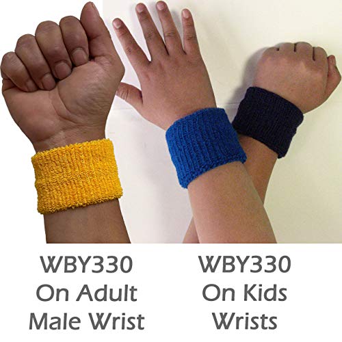 Youth Cotton Terry Athletic Wristbands - Bright Blue