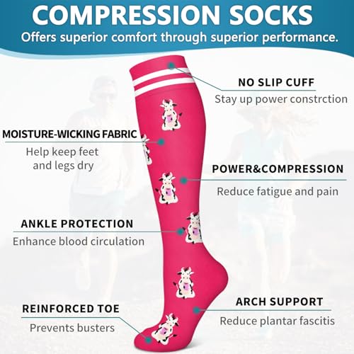 Bluemaple 6 Pack Copper Compression Socks for Men & Women, Small-Medium, D-Assorted - Athletic & Medical Circulation Support