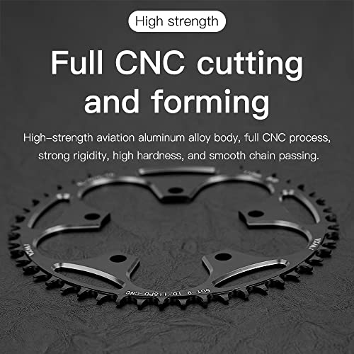 YBEKI 42T Black CNC Machined 7075-T6 Aluminum Narrow-Wide Chainring for Road Bikes
