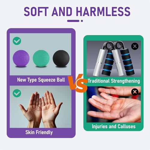 3-Pack Stress Balls for Hand Therapy - Multi-Resistance Squeeze Balls