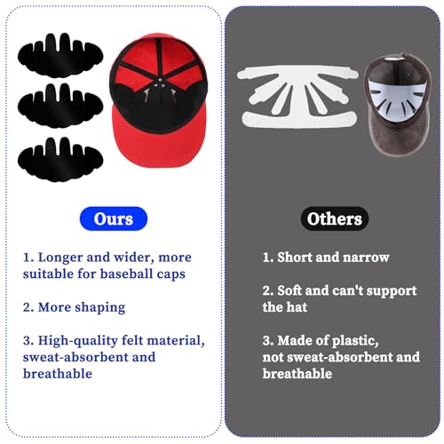 Hat Shapers Inserts - Flexible Washable Cap Fitter - Black