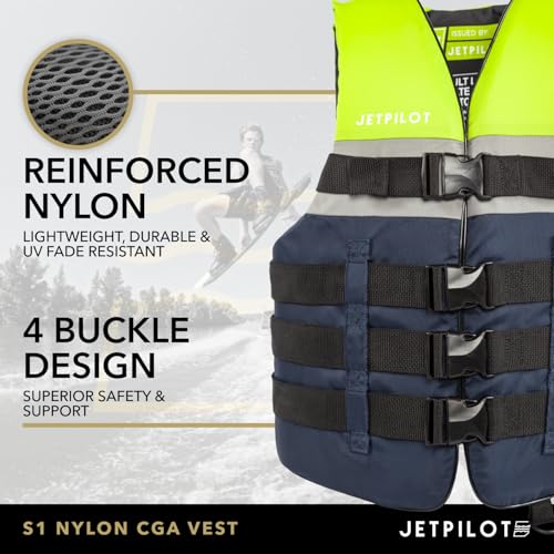 Jetpilot S1 Coast Guard Approved Life Vest PFD - Large-X-Large Neon Nylon