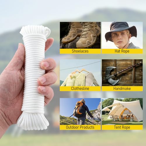 550 Paracord Utility Cord - 50 Ft 7 Strand 4mm - White