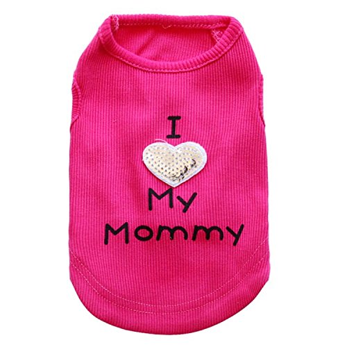 Dog Shirt - I Love My Daddy/Mommy Vest for Small Dogs - Rose-M