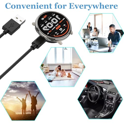 Smartwatch Charging Cable for Amazfit Bip 6 & Active 2 - 3.3ft