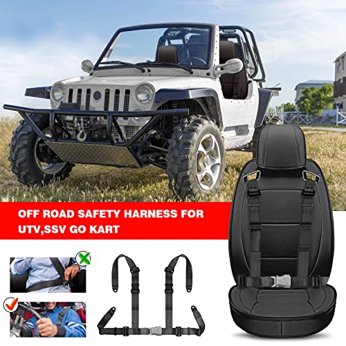 Yakitoko Universal 4 point Safety Harness Set 2" Fits Go Kart,UTV,ATV,Racing Black