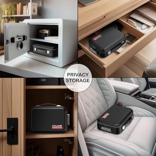 COLCASE Fireproof Money Box with Lock, Hard Case Cash Organizer Hard-Shell Design Fireproof Water Resistant Portable Safe Box for Cash, A5 Documents, Passport and Valuables 11.3x8x4 Inches Black