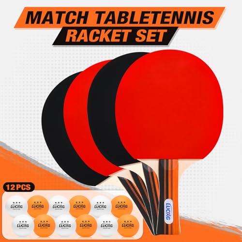 Ping Pong Paddles Set of 4 with Balls & Portable Case