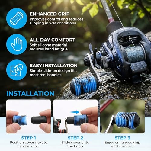 9-Pack Non-Slip Fishing Reel Handle Grip Covers - Camouflage