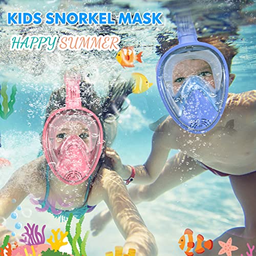 Kids Full Face Snorkel Mask with Camera Mount - Blue & Pink