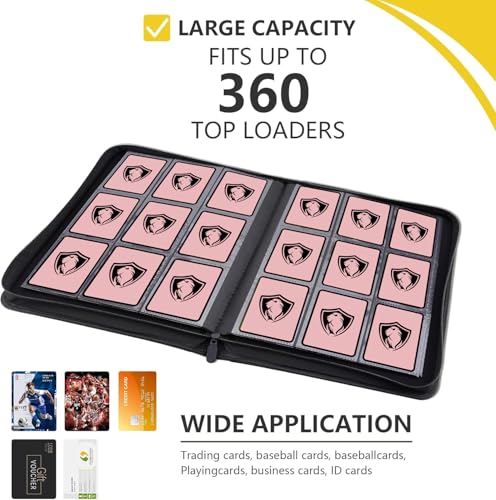 Premium 9-Pocket Trading Card Binder - 360 Capacity, Waterproof, Pink
