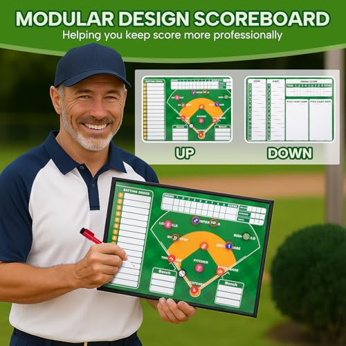 Magnetic Baseball Lineup Board with Leather Cover - Coaching Accessory