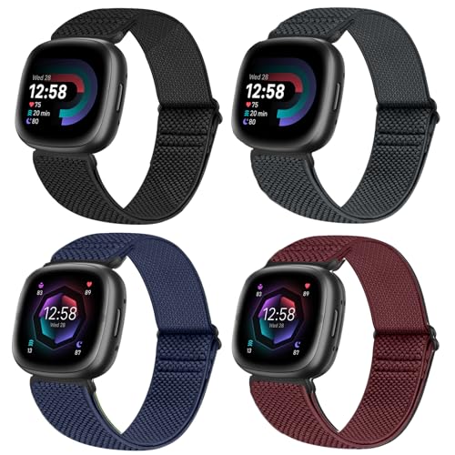 Vodtian 4 Pack Elastic Watch Bands Compatible for Fitbit Versa