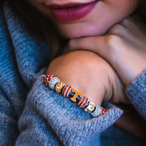 Tennessee Vols Charm for Bracelets - Orange & White Bead - Hypoallergenic Stainless Steel