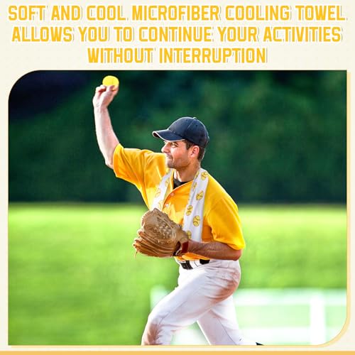Microfiber Cooling Towels for Sports - 6 Pack, Softball Print, 40 x 12 Inch