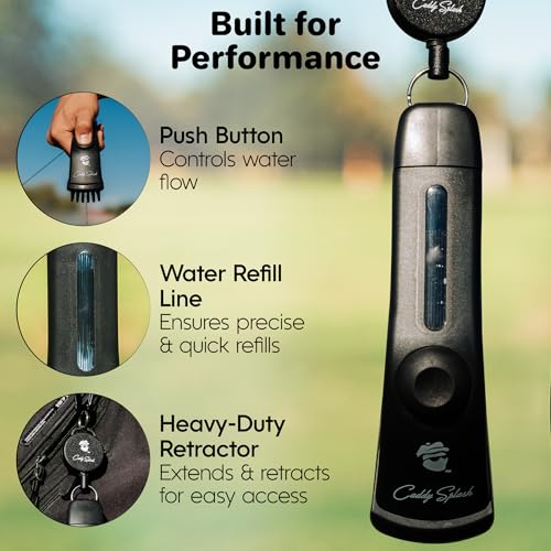 Golf Club Brush with Water Spray - Black, Heavy Duty Nylon Bristles