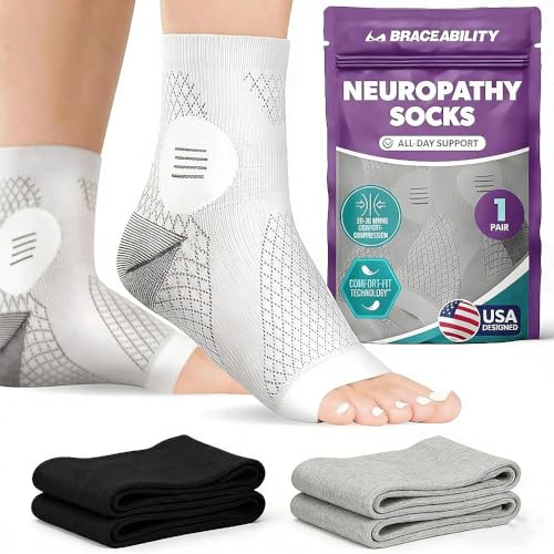 Compression Foot Sleeves for Neuropathy - 20mmHg Support for Pain Relief