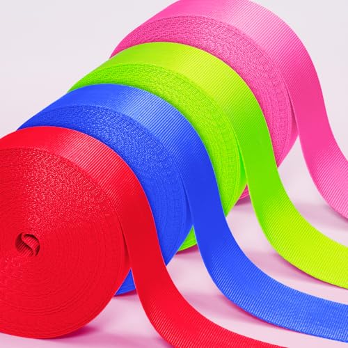 YOGHAVRS 1 Inch Nylon Webbing Straps - 12 Rolls, 3.3 Yards per Color, DIY, Outdoor & Indoor Use