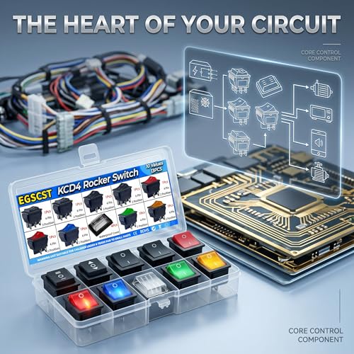 12-Pack Marine Waterproof Rocker Switch Kit with Multi-Color LED & 2/3 Position Options