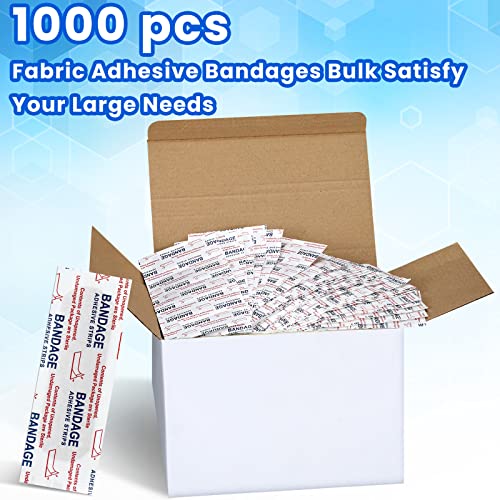 Lounsweer 1000 Pcs Assorted Fabric Adhesive Bandages - Bulk First Aid Kit for Families