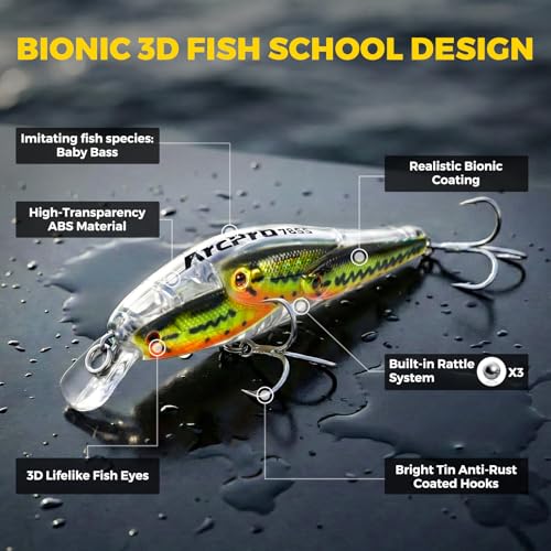Bass Jerkbait Fishing Lures - Noisy, Deep Diving Hard Bait