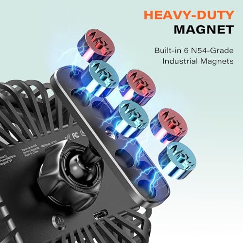 Rechargeable Magnetic Golf Cart Fan - 3 Speeds, 4000 RPM - Black | 1-Pack
