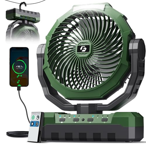 24000mAh Camping Fan with Light & Remote - Green