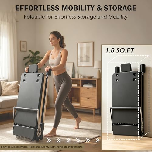 Foldable Pilates Reformer Machine - 91 Inch for Home Gym