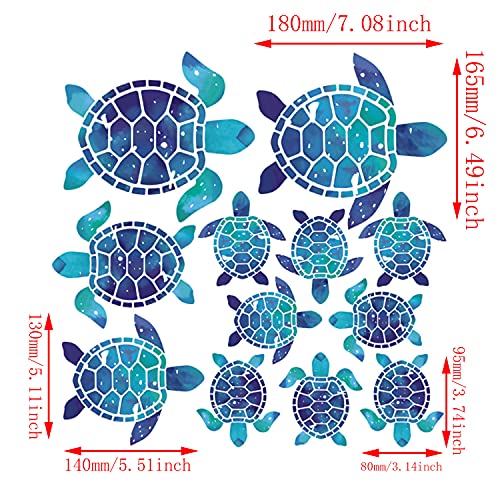12pcs Sea Turtle Vinyl Stickers Underwater Ocean Decals Waterproof Wall Sticker Home and Bedroom Decoration, DIY Accessories, Blue