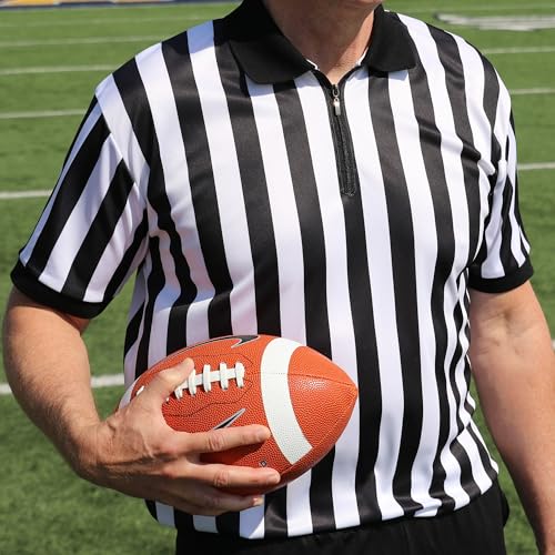 Men's Referee Shirt - Short Sleeve, Collared, X-Large - Black & White
