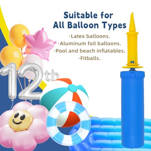 Dual-Action Handheld Balloon Pump - Portable Manual Inflator - Blue