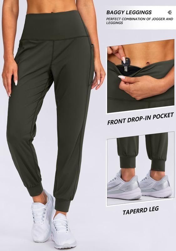 Viodia Women's High-Waisted Joggers - Athletic Workout Pants with Pockets | Tapered Sweatpants