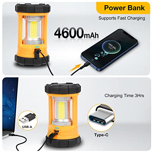 CT CAPETRONIX Camping Lantern, 3200LM Bright Camping Light, 4600mAh Rechargeable LED Lantern for Power Outages, 5 Light Modes Camping Lamp for Fishing/Hurricane/Emergency, Camping Must Haves