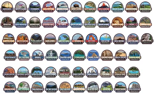 63-Pack National Park Vinyl Stickers - 3" x 2.5" Weatherproof